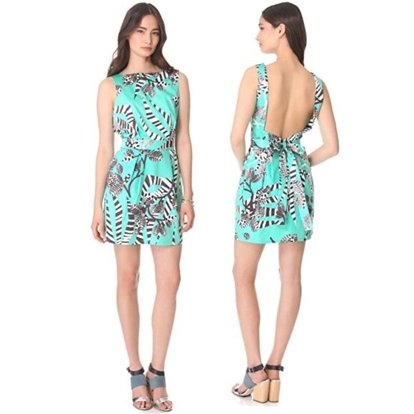 Thakoon Addition Zebra Backless Dress Aqua Multi - Picture 1 of 8